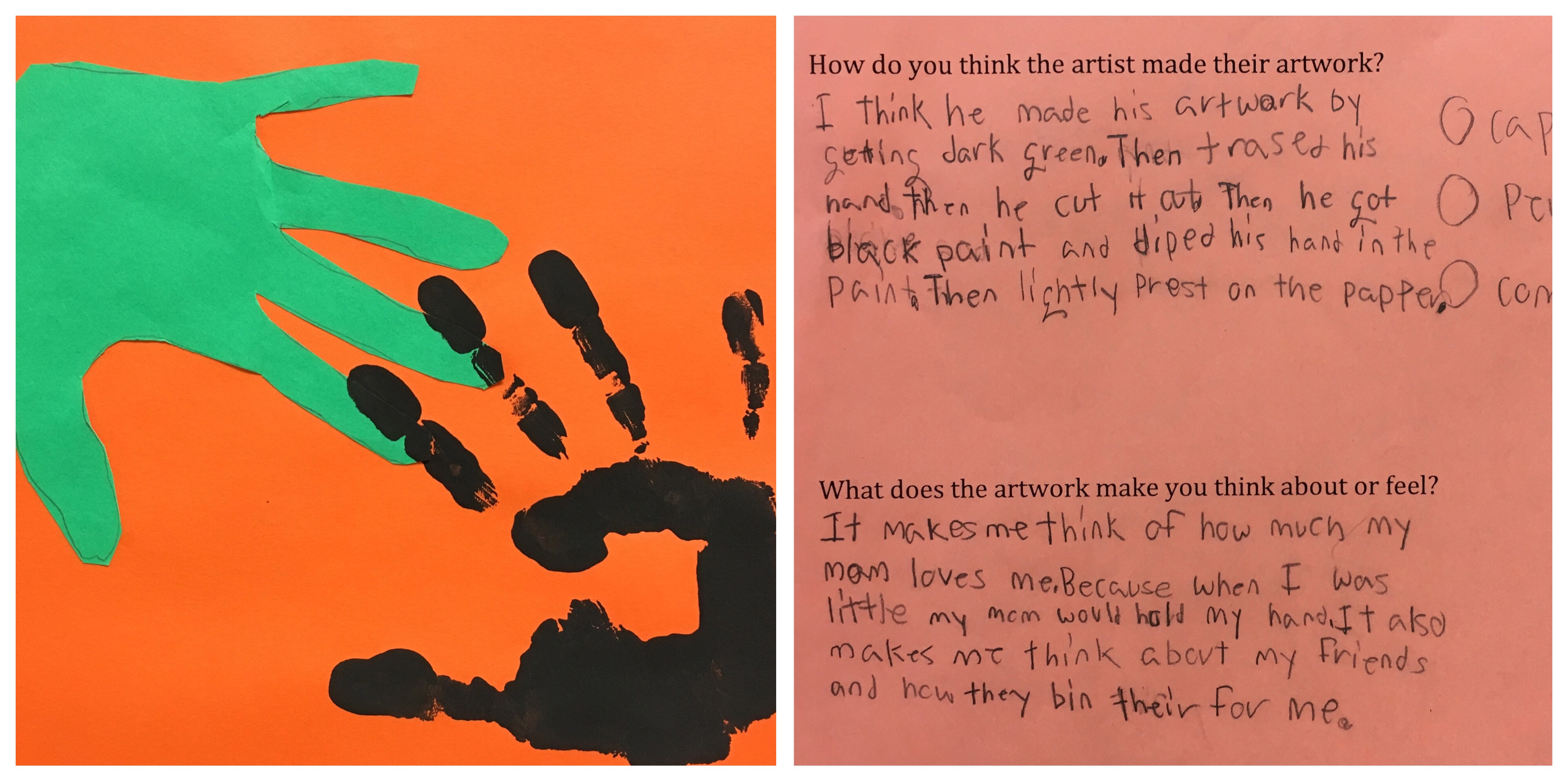 Fourth graders visited the Showcase and wrote about a piece of artwork created by a second grader.
