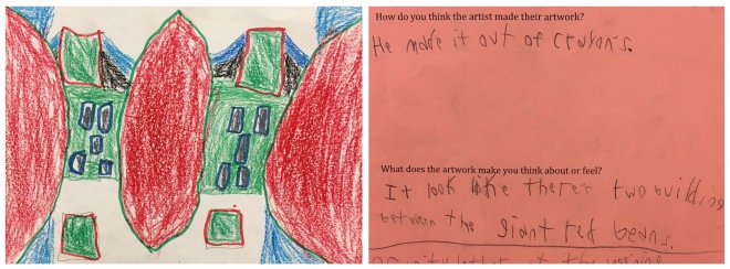 Fourth graders visited the Showcase and wrote about a piece of artwork created by a second grader.